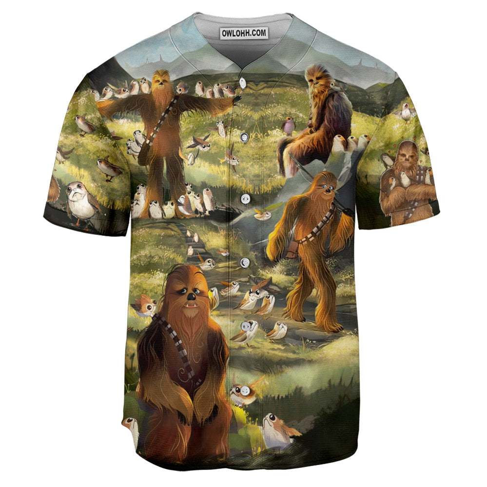Star Wars The Last Jedi Chewbacca & Porgs - Baseball Jersey - Chic Loom