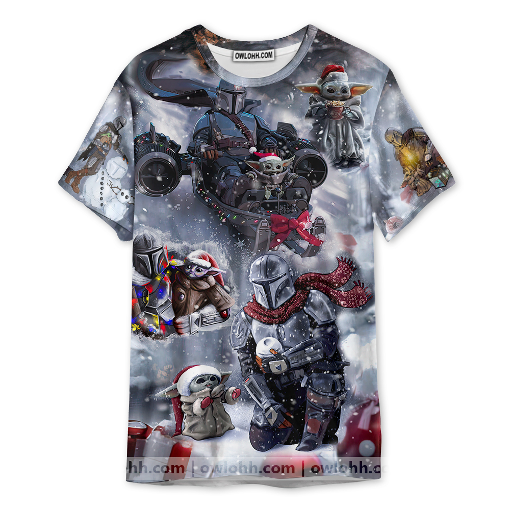 Christmas Star Wars Celebrates the Holidays With The Mandalorian & Baby Yoda - Unisex 3D T-shirt - Chic Loom