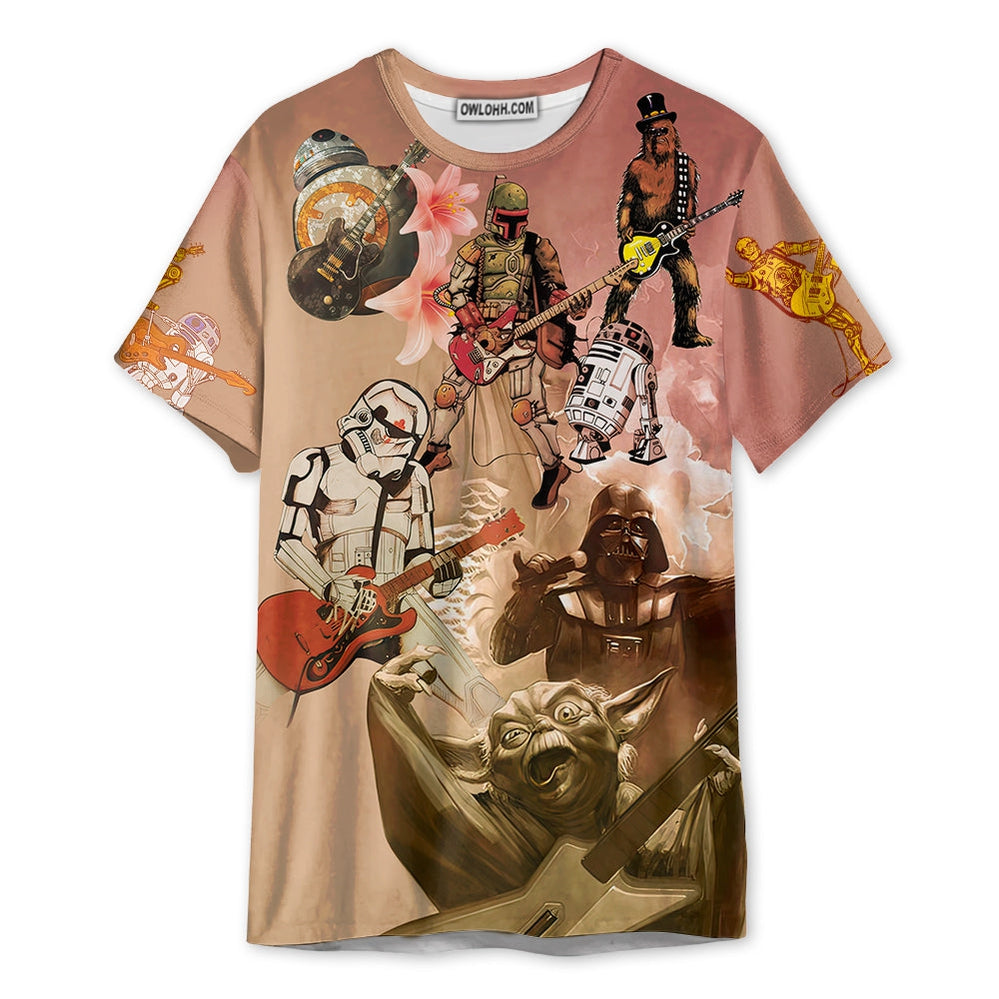 Star Wars Playing Guitar Where Words Fail Music Speaks - Unisex 3D T-shirt - Chic Loom