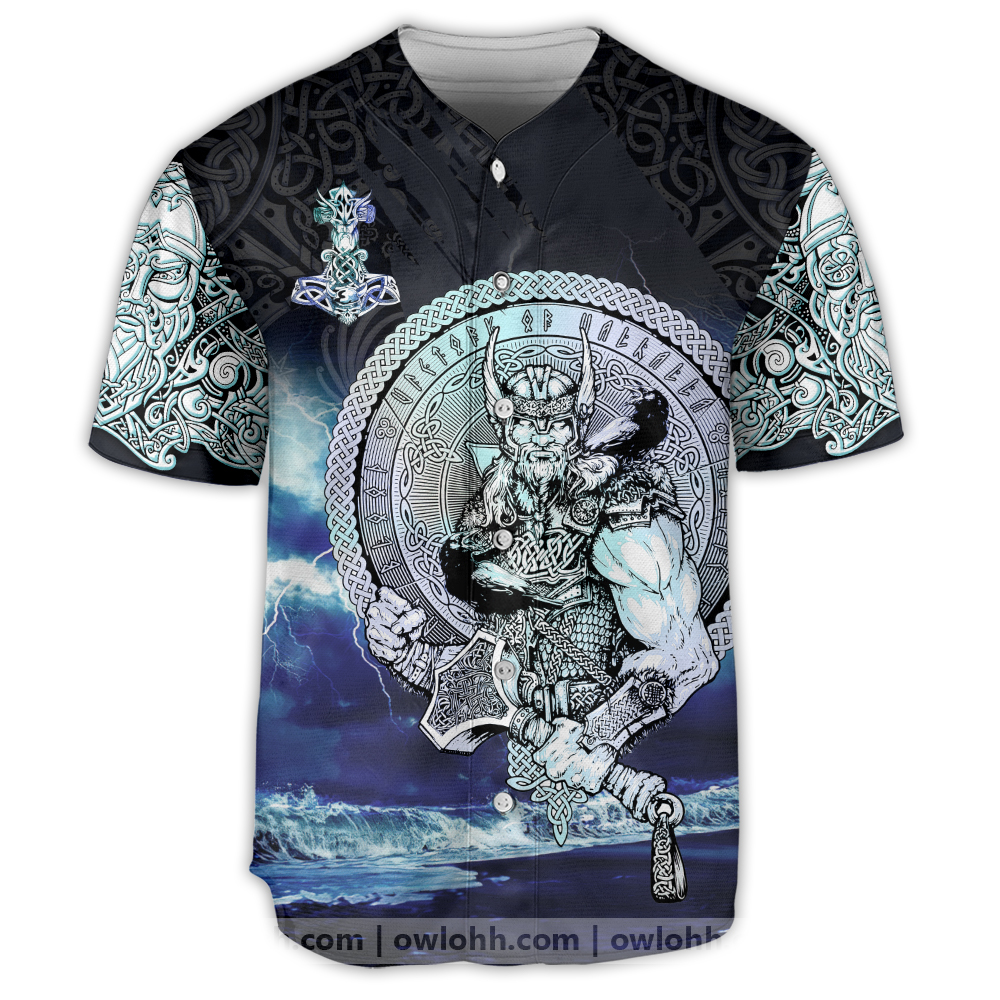 Viking Thor Norse God Of Thunder Baseball Jersey Shirts - Baseball Shirts For Men - Mens Sport Shirts