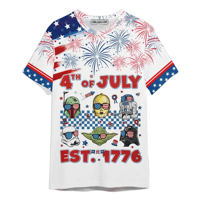 Star Wars 4th Of July Est. 1776 Gift For Fans Unisex 3D T-shirt - Chic Loom