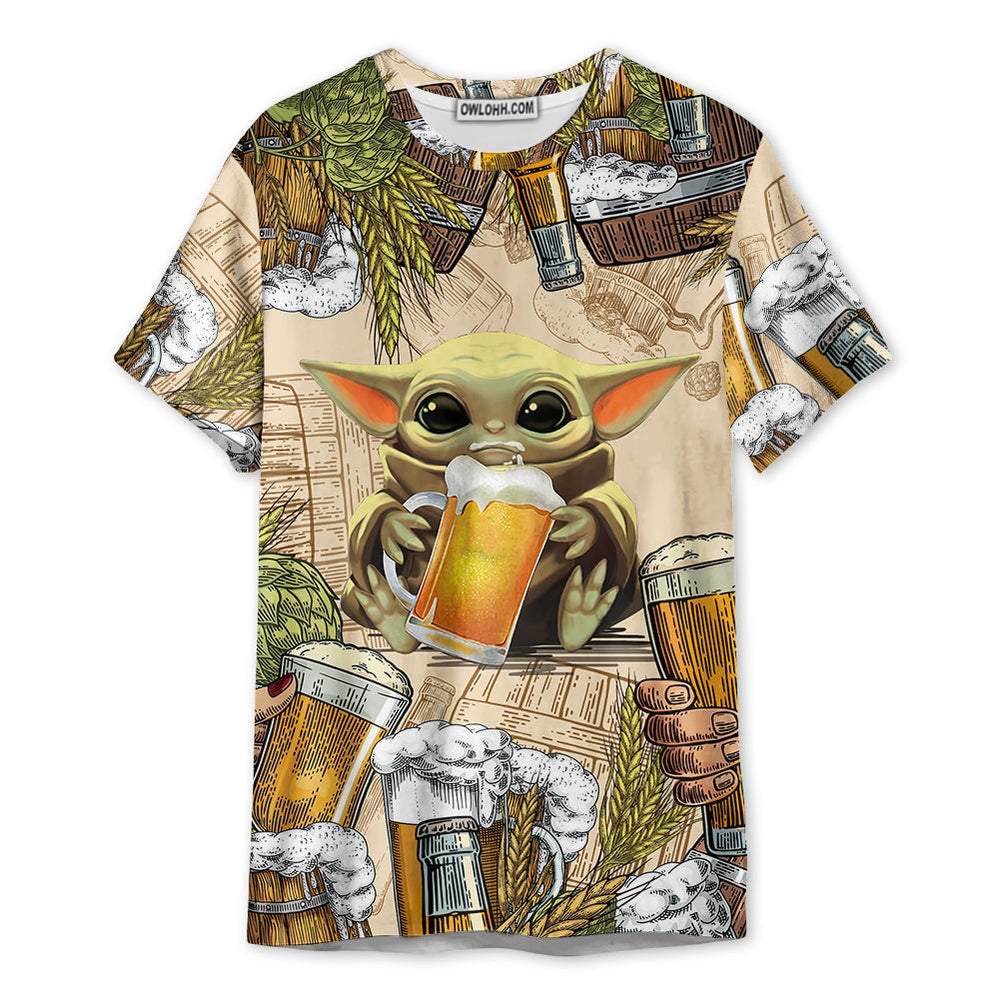 Star Wars Baby Yoda And Beer Wheats - Unisex 3D T-shirt - Chic Loom