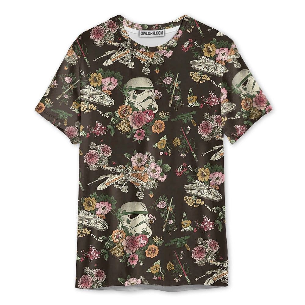SW Stormtrooper Flower Vintage - Unisex 3D T-shirt - Chic Loom
