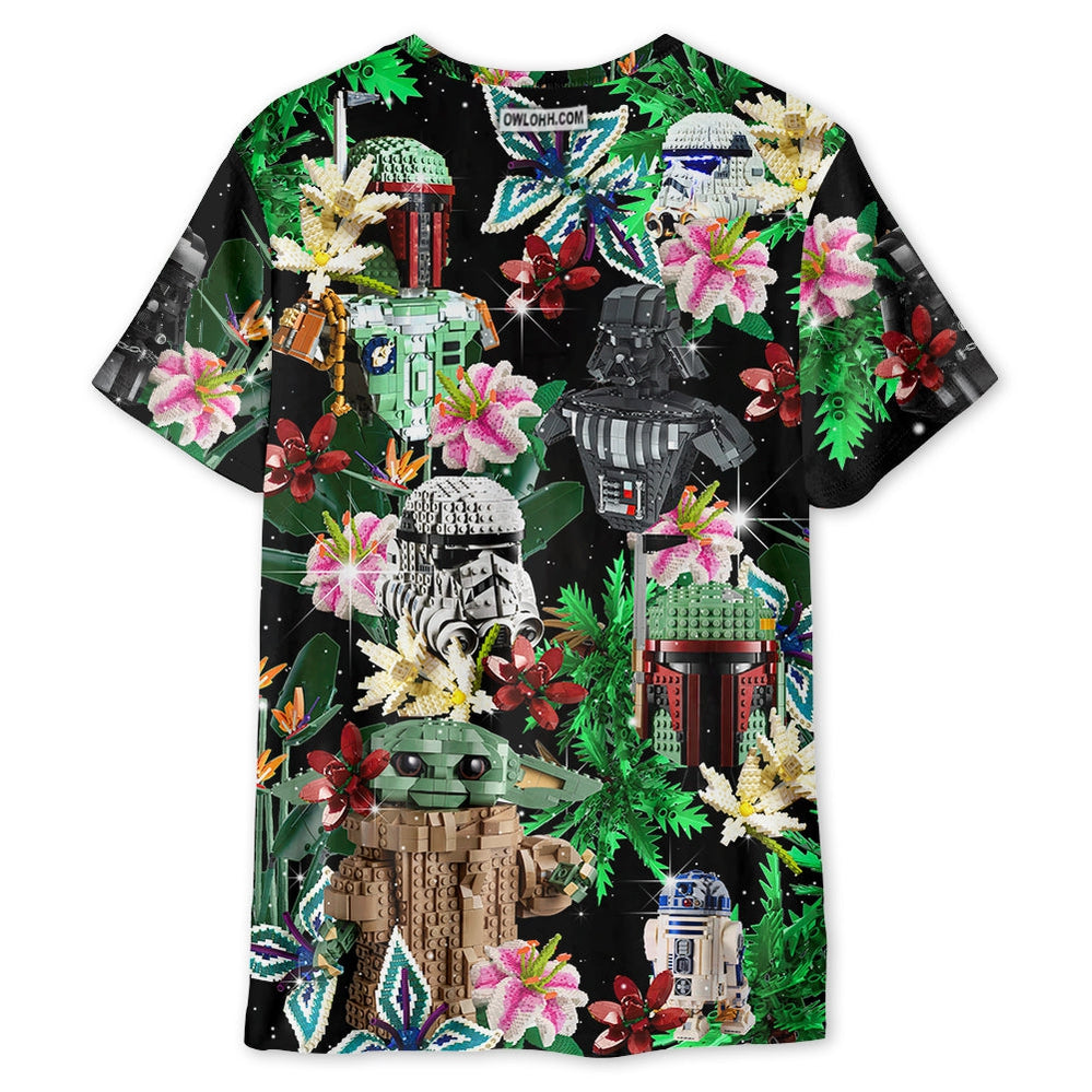 Star Wars Lego Baby Yoda, Boba Fett, Darth Vader and Stormtroopers Tropical - Unisex 3D T-shirt - Chic Loom