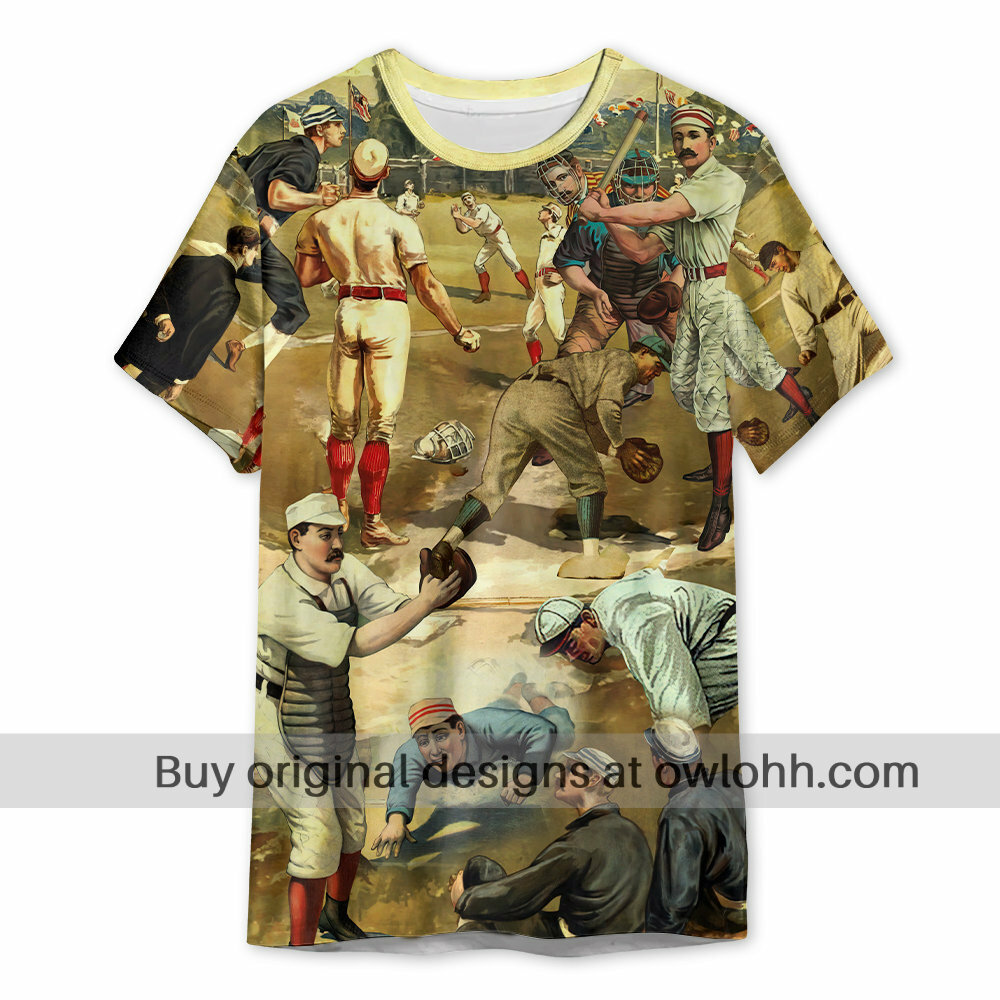 Baseball Hit Hard Run Fast Turn Left Vintage - 3D T-shirt - Chic Loom