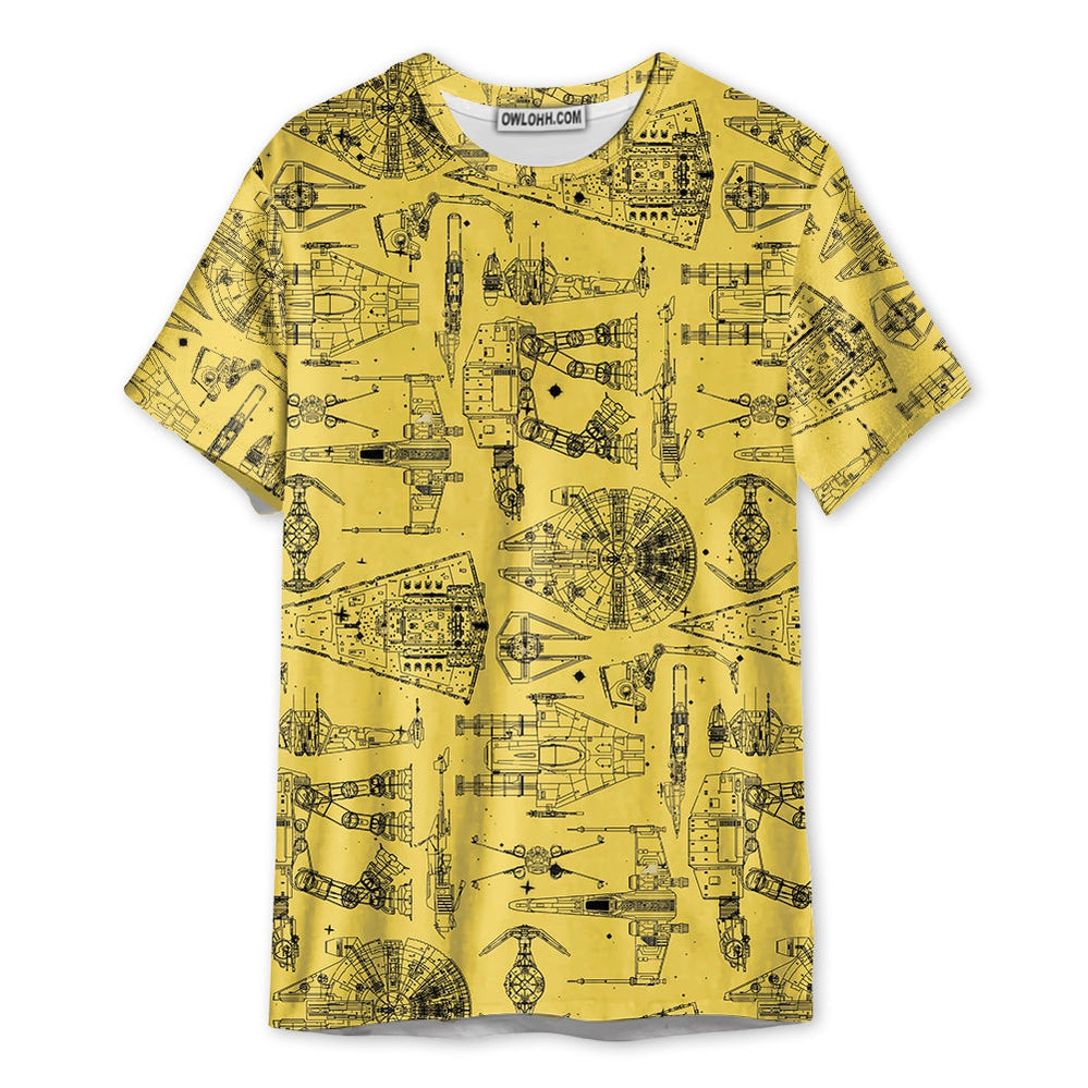 SPACE SHIPS STAR WARS YELLOW - Unisex 3D T-shirt - Chic Loom