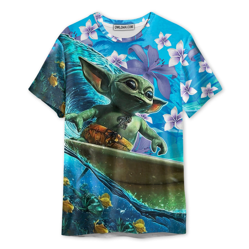 Star Wars Baby Yoda Surfing - Unisex 3D T-shirt - Chic Loom
