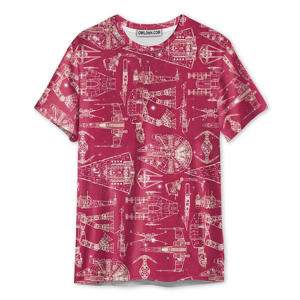 SPACE SHIPS STAR WARS PINK - Unisex 3D T-shirt - Chic Loom
