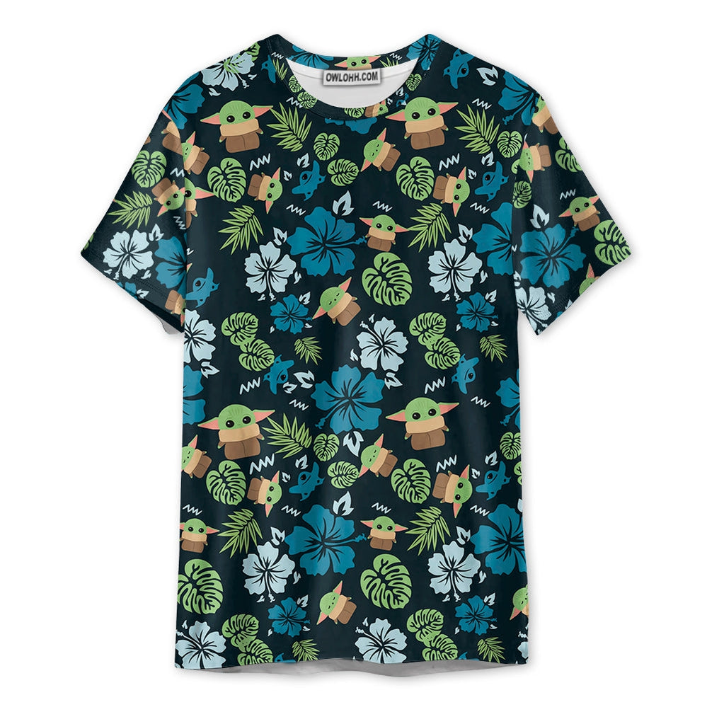 Star Wars The Mandalorian Grogu Baby Yoda Leaves - Unisex 3D T-shirt - Chic Loom