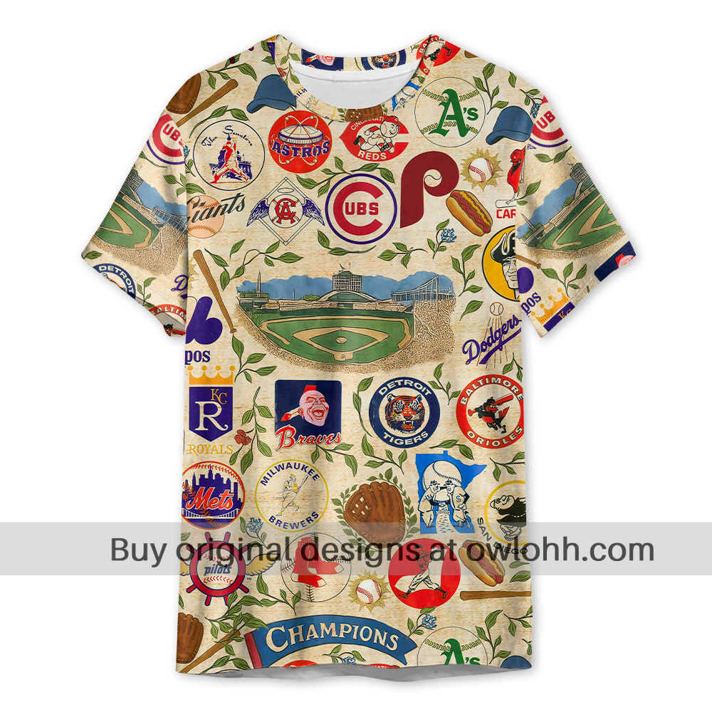 Baseball League Teams History Retro - 3D T-shirt - Chic Loom