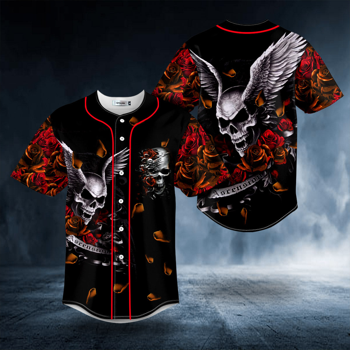 Ascension Day Roses Winged Skull Baseball Jersey