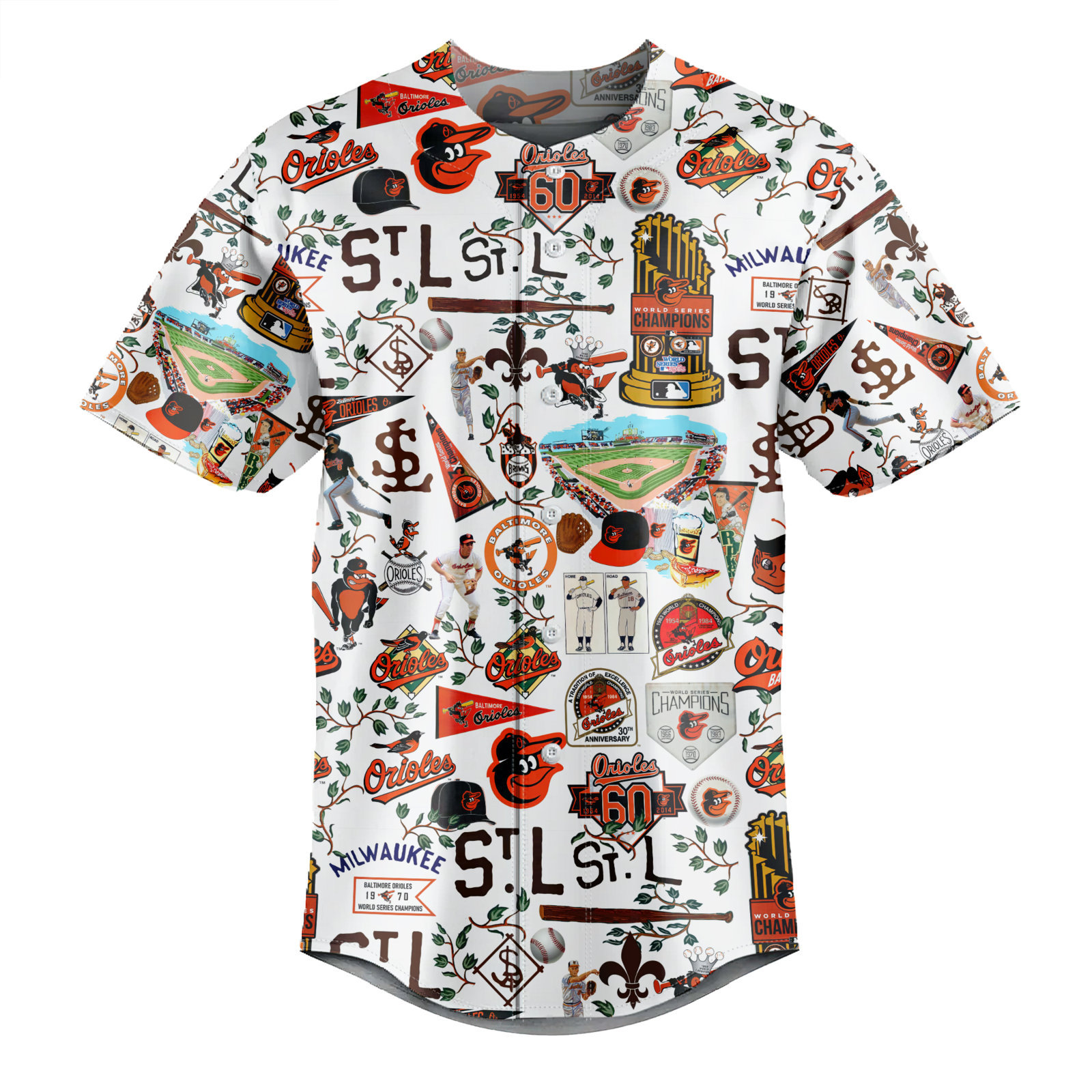 Baltimore Orioles Homeruns, Hibiscus, and Golden Memories - Baseball Jersey - Chic Loom