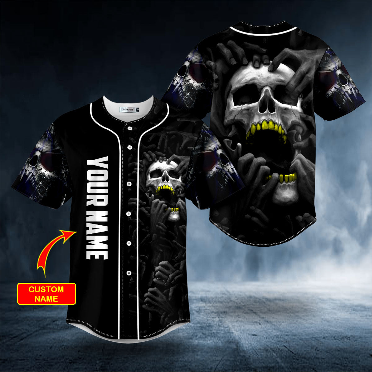 Black Red Dragon King Skull Custom Baseball Jersey Shirts - Sport Shirts For Men - Personalized Shirt