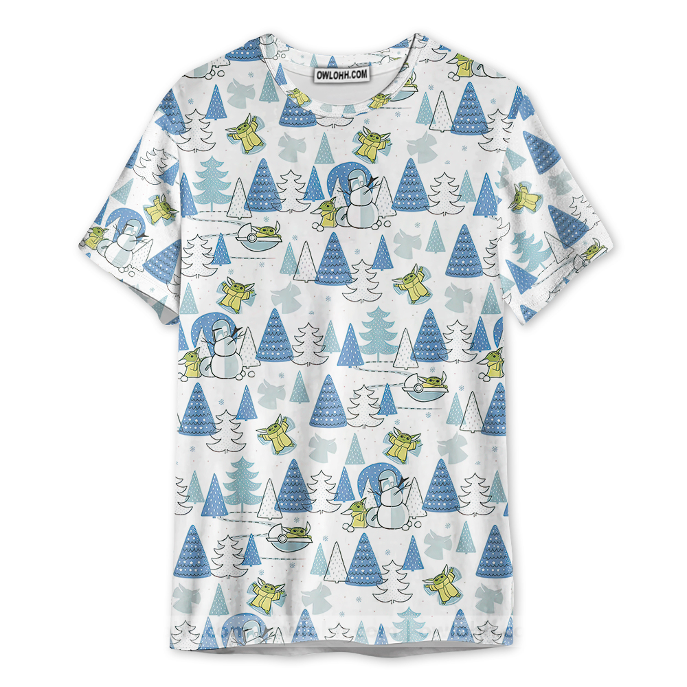 Christmas Star Wars Winter Holiday White Star Wars Child Snow Day - Unisex 3D T-shirt - Chic Loom