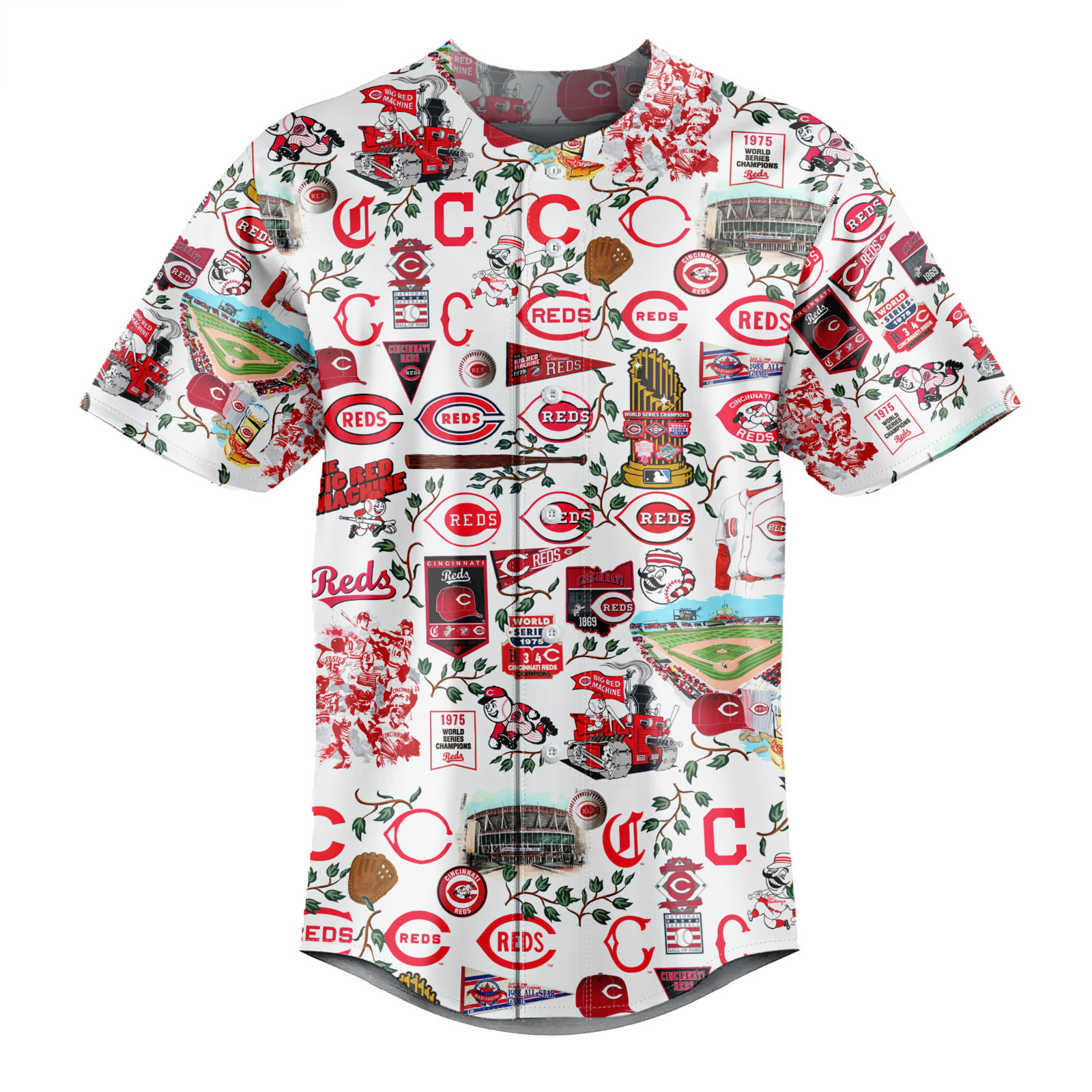 Cincinnati Reds Homeruns, Hibiscus, and Golden Memories - Baseball Jersey - Chic Loom