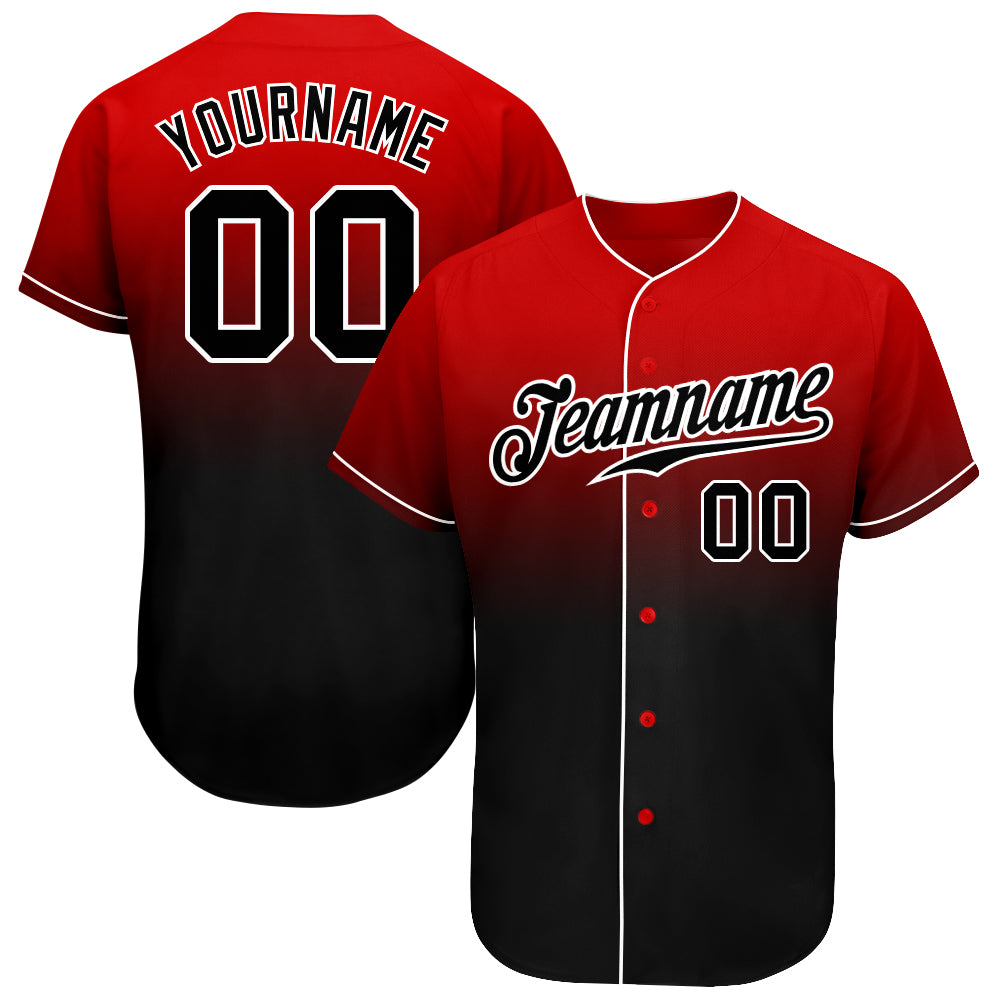 Custom Red Black-White Authentic Fade Fashion Baseball Jersey For Men and Women - OwlOhh