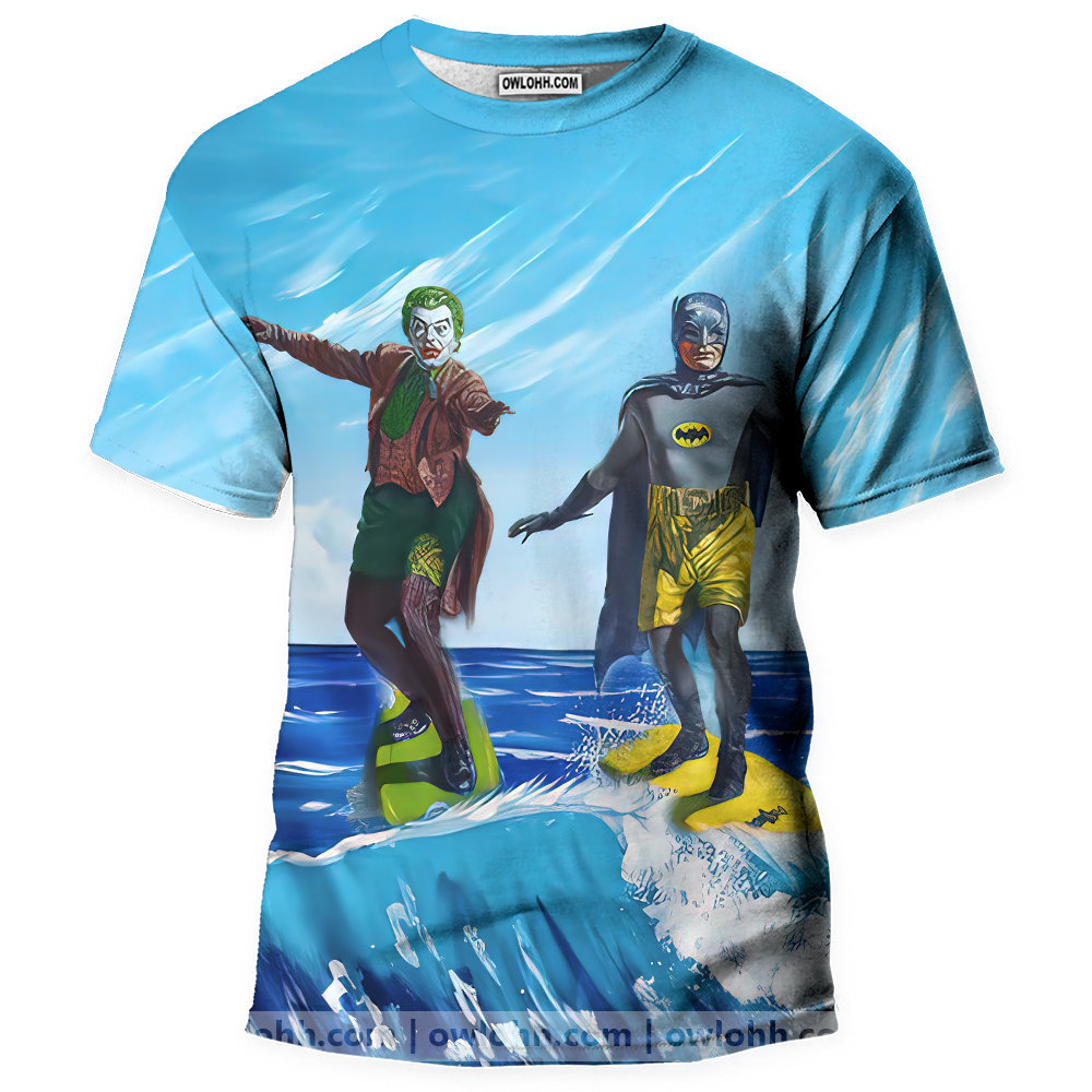 Dc Batman And Joker Surfing - 3D T-shirt - Chic Loom