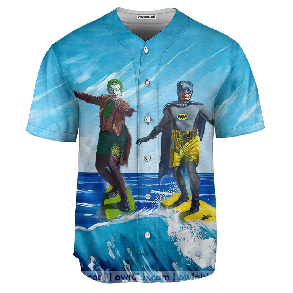 Dc Batman And Joker Surfing - Baseball Jersey - Chic Loom