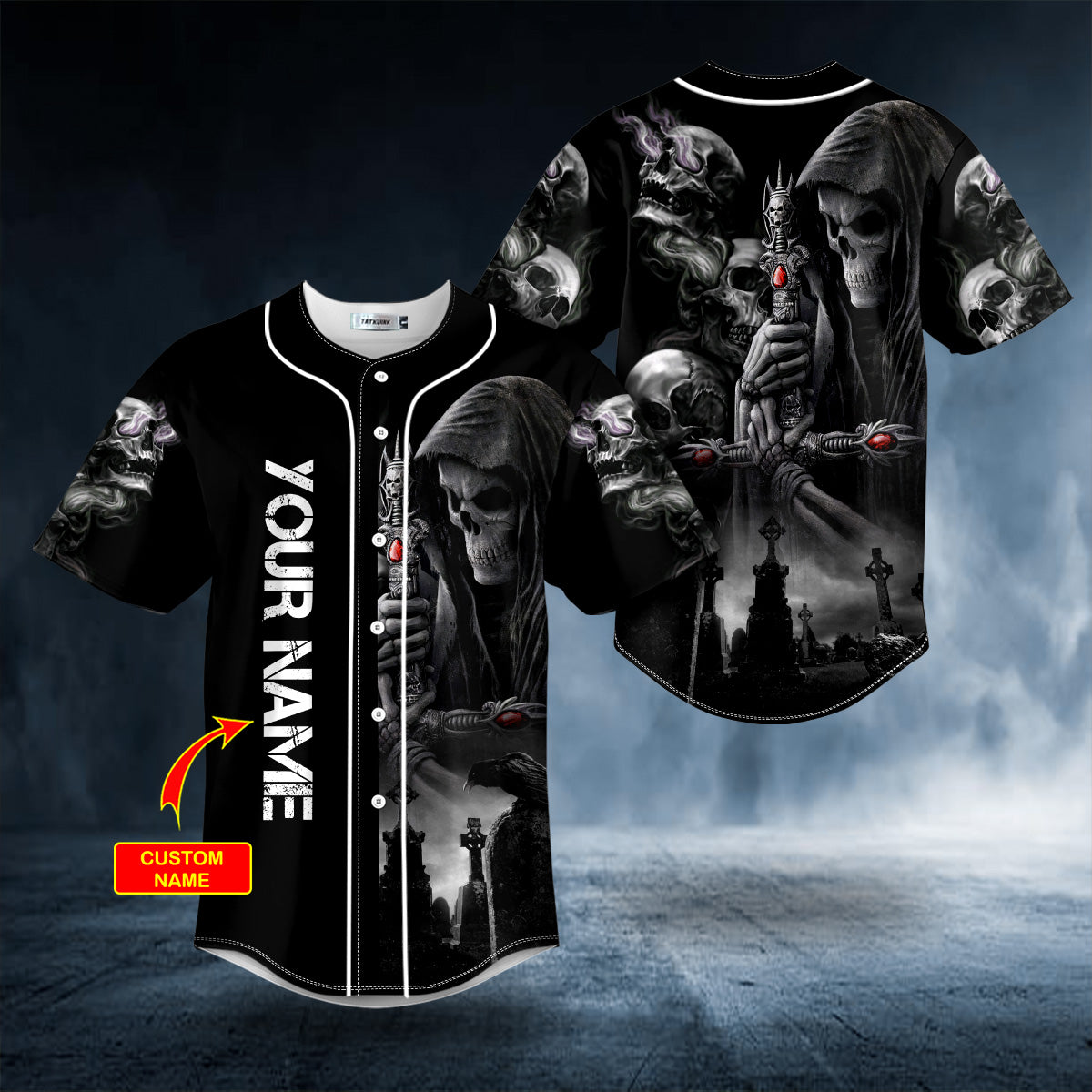 Doomsday II Skull Custom Baseball Jersey