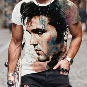 Elvis Presley Colorful Graphic 3D T-Shirt- Celebrities Fan Gift- Rock Music Lover Shirt