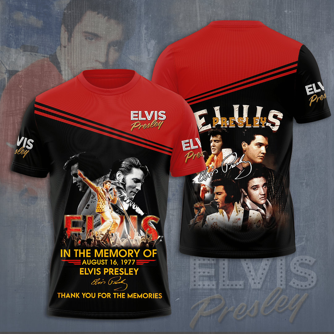 Elvis Presley Thank You For The Memories Graphic 3D T-Shirt- Celebrities Fan Gift- Rock Music Lover Shirt