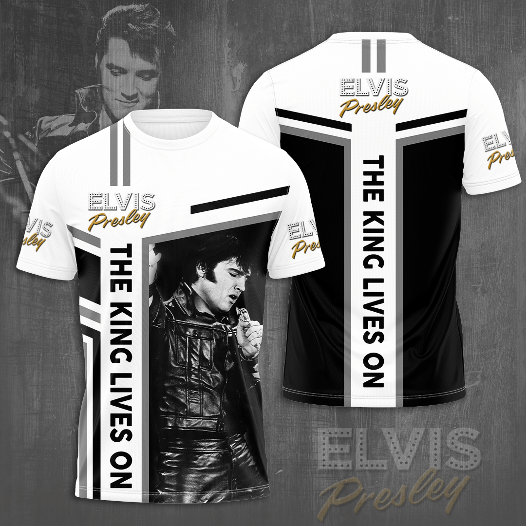 Elvis Presley The King Lives On Graphic 3D T-Shirt- Celebrities Fan Gift- Rock Music Lover Shirt