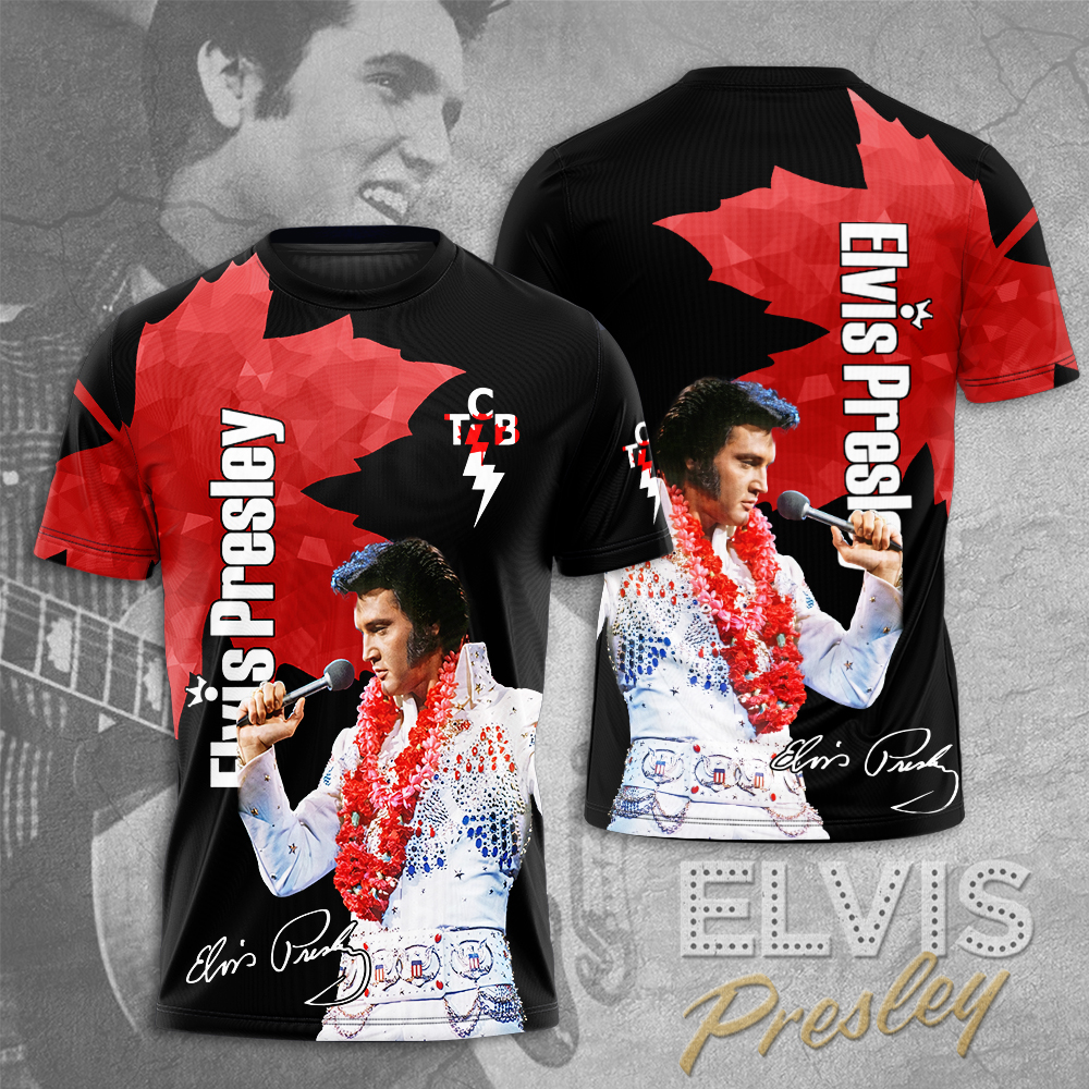Elvis Presley X Canada Flag Graphic 3D T-Shirt- Celebrities Fan Gift- Rock Music Lover Shirt