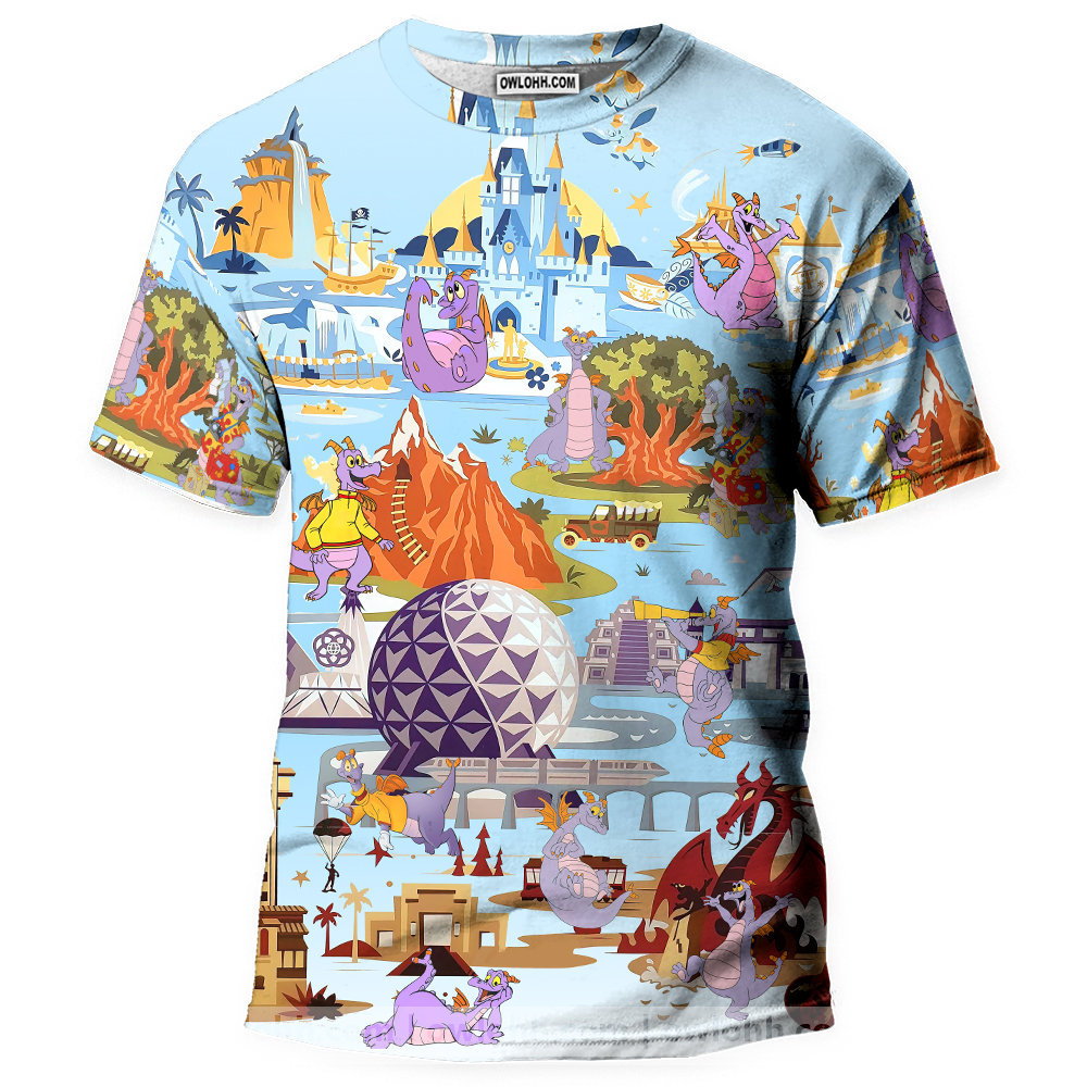 Est 1983 Epcot Disney Figment Funny Purple Dragon Trendy - 3D T-shirt - Chic Loom