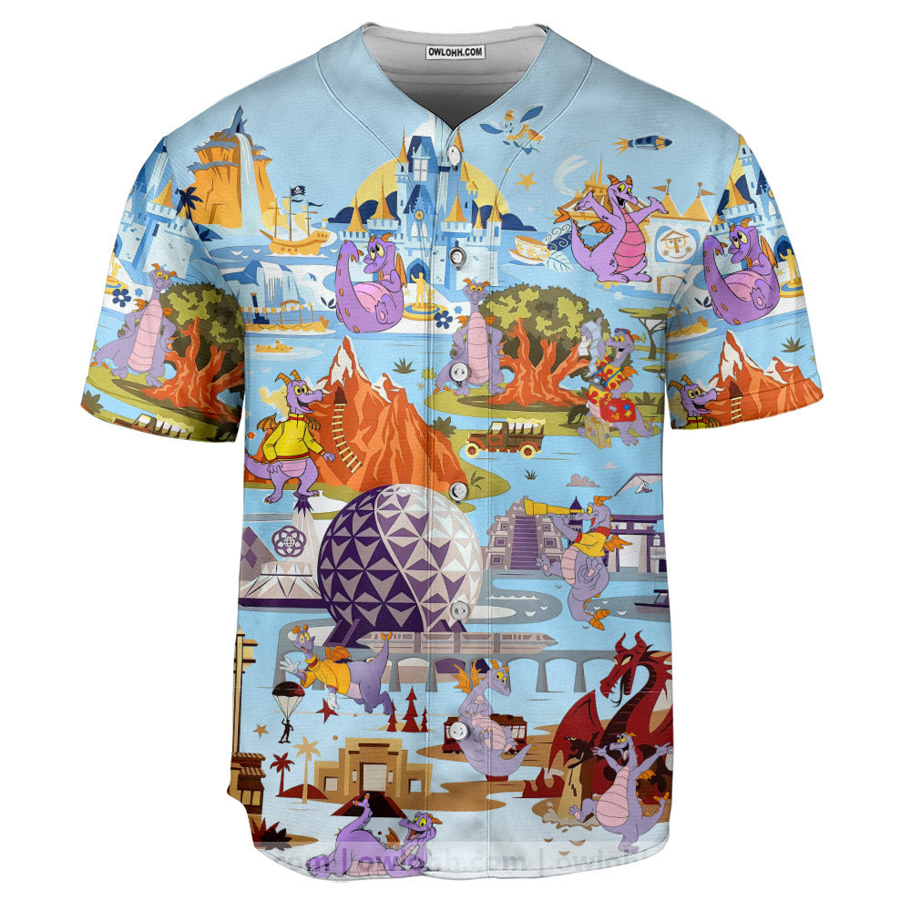 Est 1983 Epcot Disney Figment Funny Purple Dragon Trendy - Baseball Jersey - Chic Loom