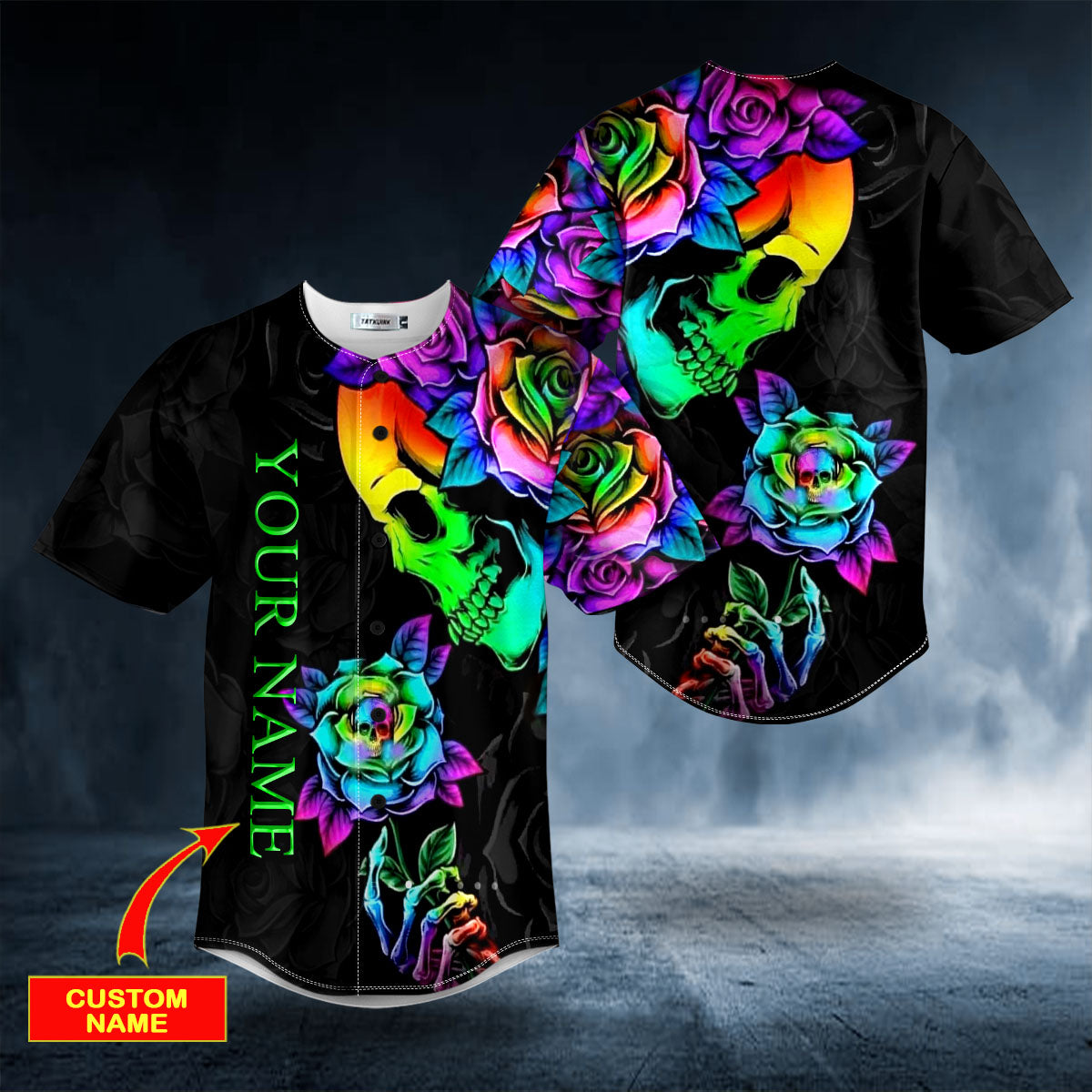 Fantasy Roses Skull Custom Baseball Jersey