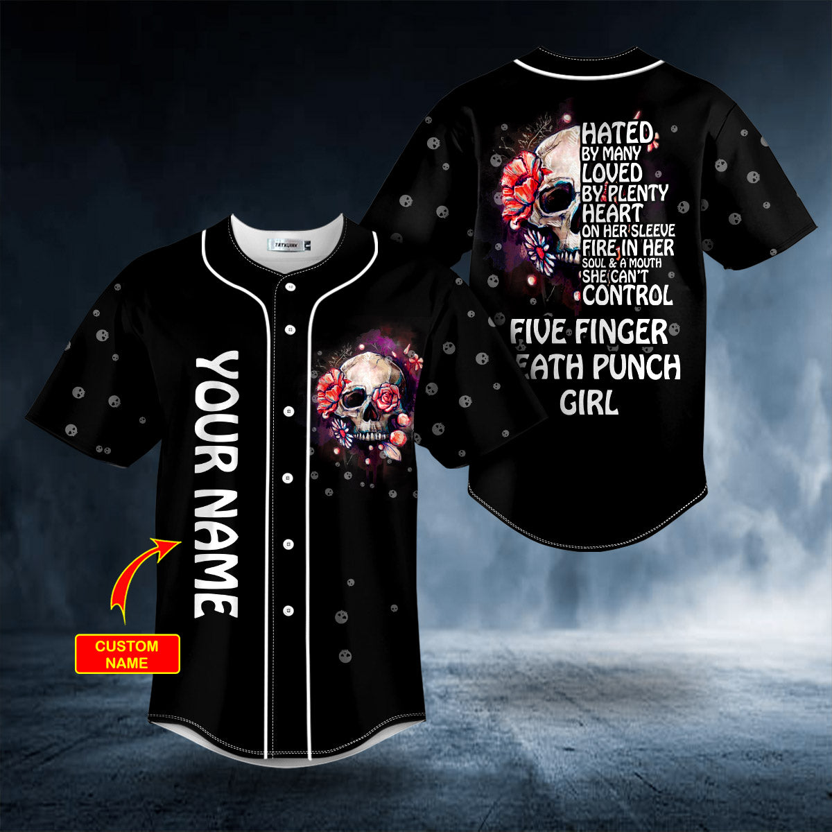Five Finger Death Punch Girl Skull Custom Baseball Jersey