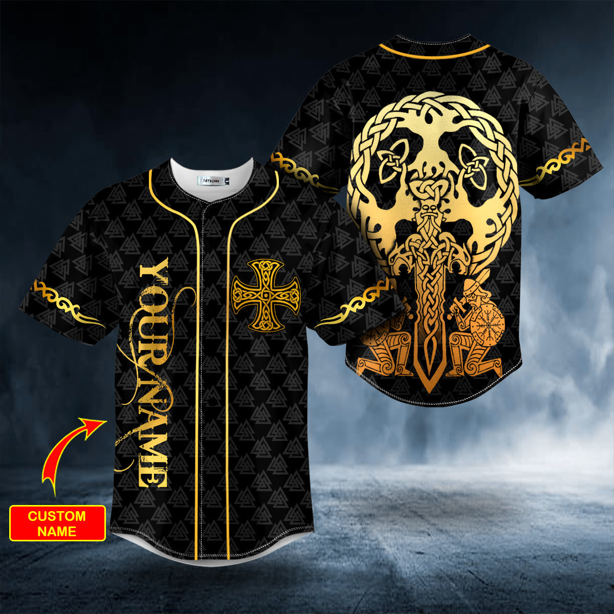 Gold Sword Viking Custom Baseball Shirts - Baseball Jersey Shirts - Sport Shirts For Men