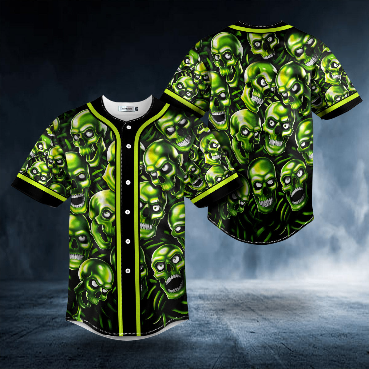 Green Pile Skull Baseball Jersey