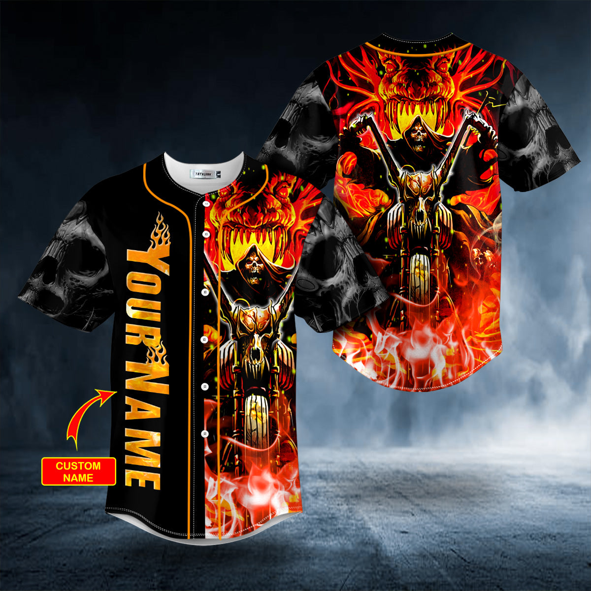 Grim Reaper Ghost Rider of Hell Custom Baseball Jersey