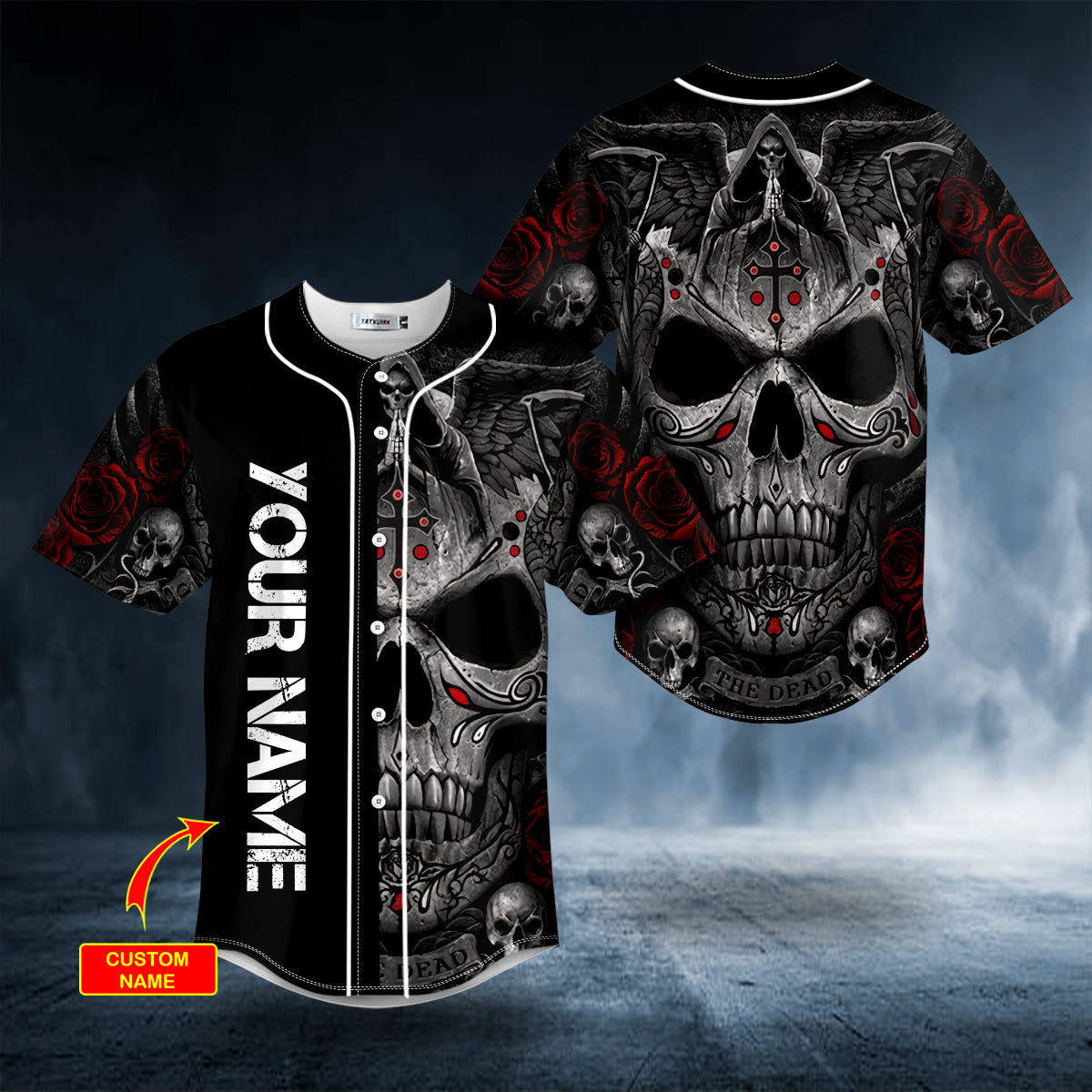 Grim Reaper Praying Cross Skull Custom Baseball Jersey