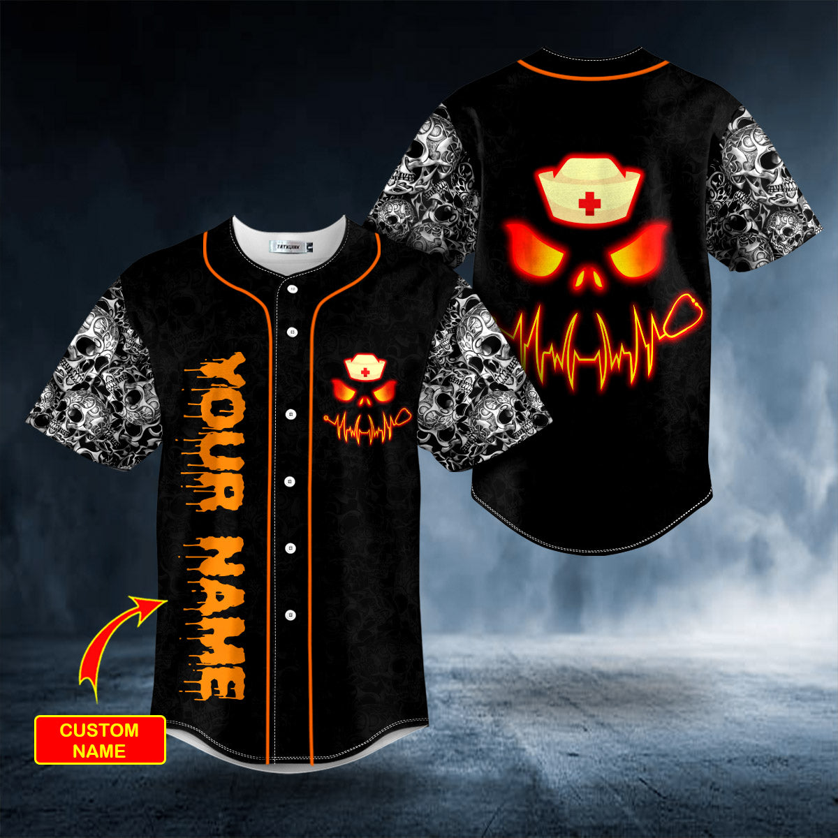 Happy Halloween Custom Skull Baseball Jersey