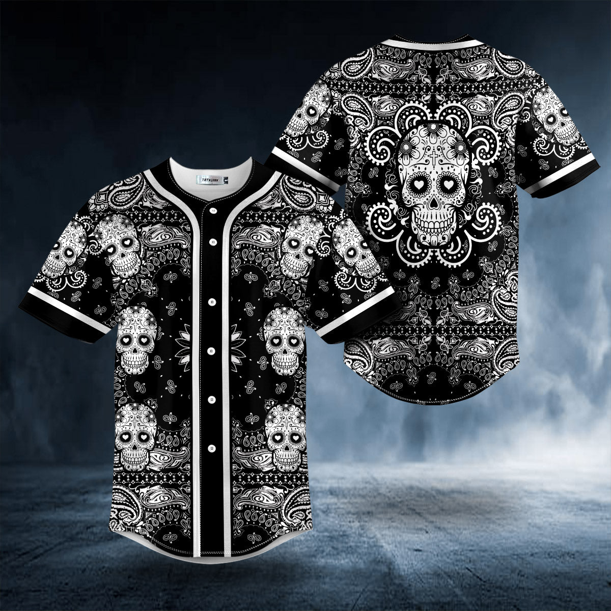 Heart Shaped Eyes Pattern Of Sugar Skull Baseball Jersey