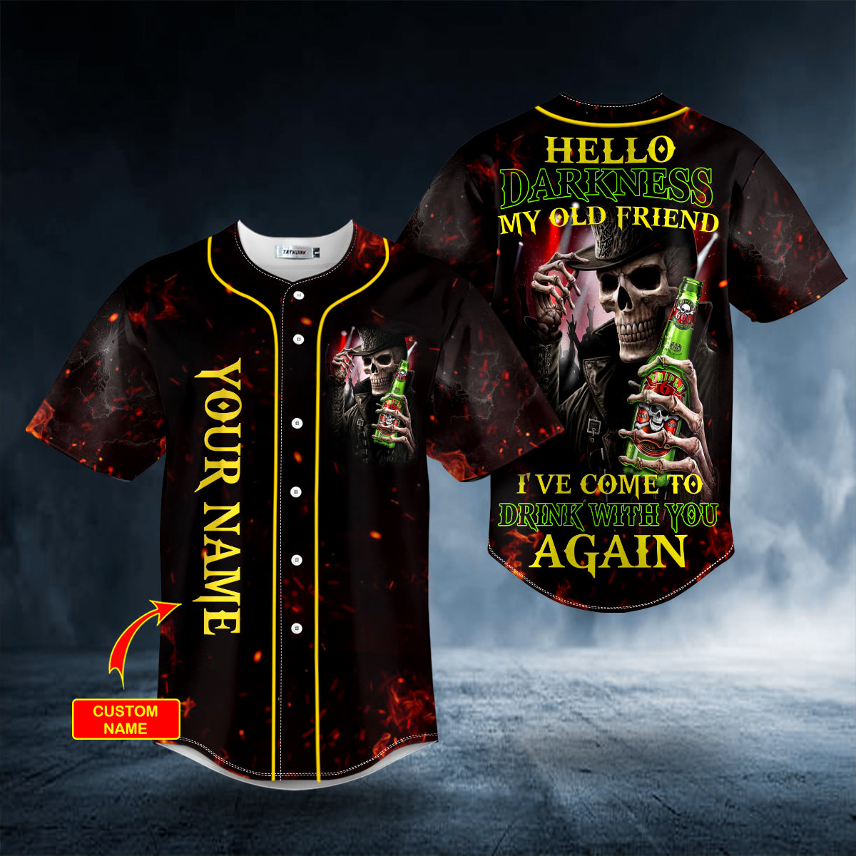 Hello Darkness My Old Friend Skull Custom Baseball Jersey