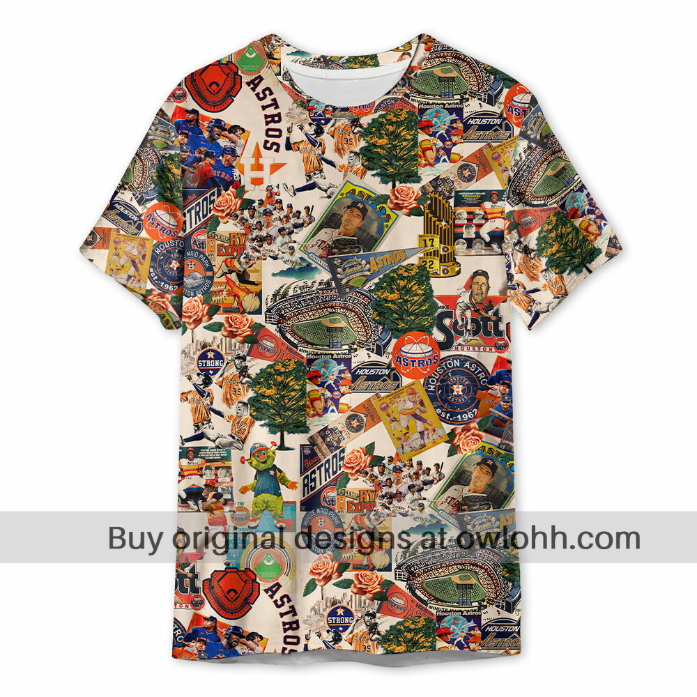 Houston Astros Swingin' Bats and Tropical Stadium Dreams - 3D T-shirt - Chic Loom