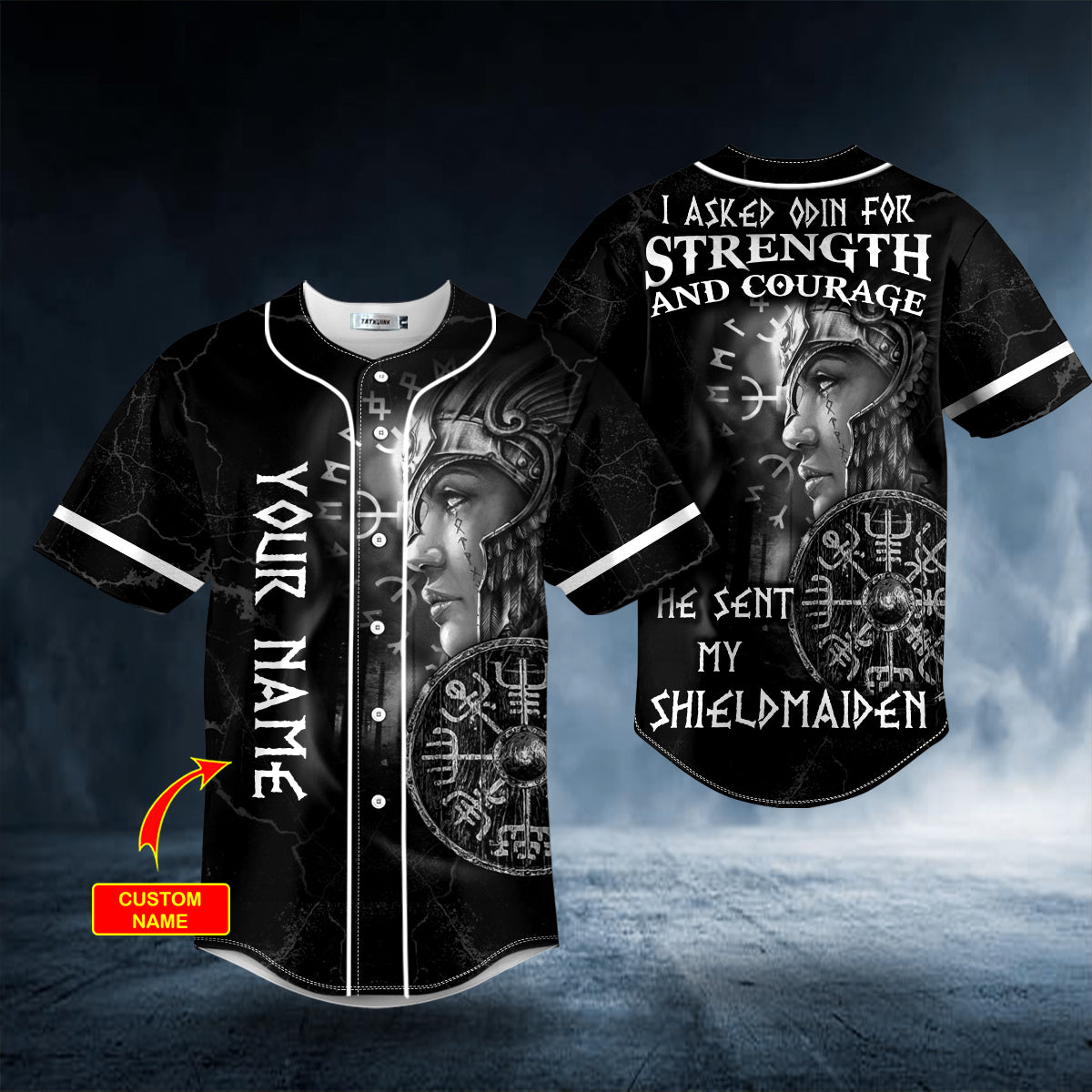 I Asked Odin For Strength Shieldmaiden Viking Custom Baseball Jersey