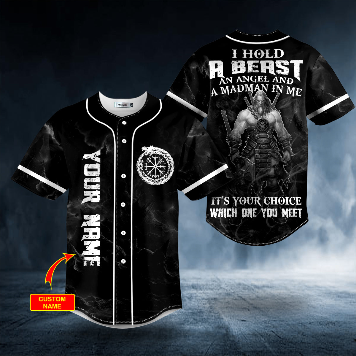 I Hold A Beast An Angel And Madman In Me Skull Custom Baseball Jersey