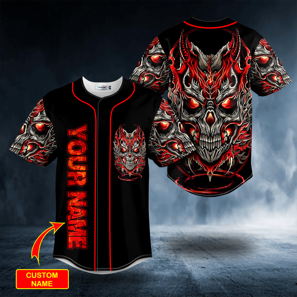 Kabuki Demonic Skull Custom Baseball Jersey