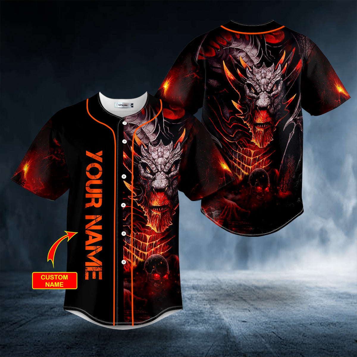 King Of Dragon Skull Custom Baseball Jersey