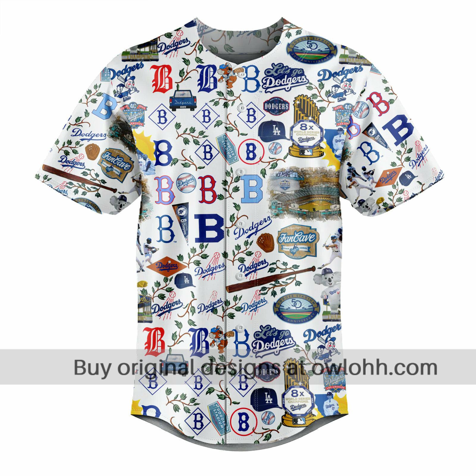 Los Angeles Dodgers Homeruns, Hibiscus, and Golden Memories - Baseball Jersey - Chic Loom