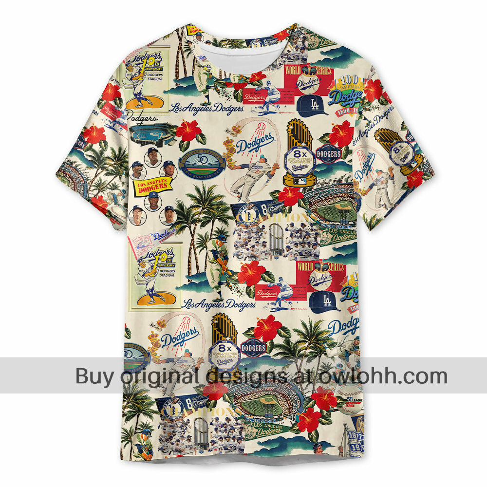 Los Angeles Dodgers Palm Trees, Pennants, and Baseball Glory - 3D T-shirt - Chic Loom