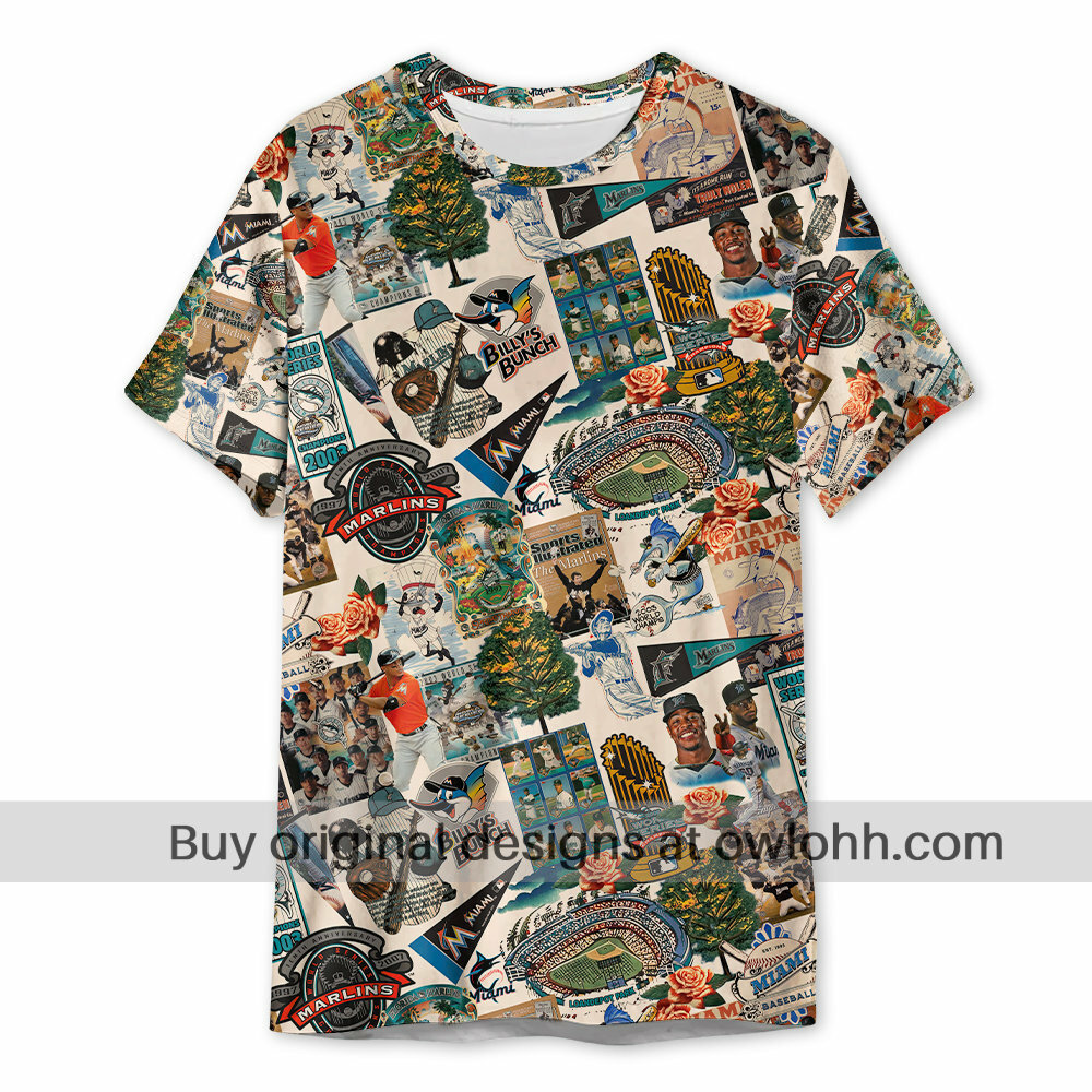 Miami Marlins Swingin' Bats and Tropical Stadium Dreams - 3D T-shirt - Chic Loom