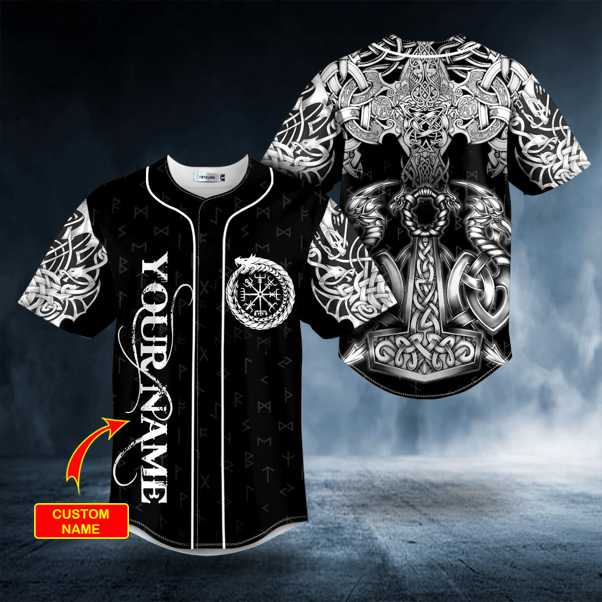 Norse Myth Viking Dragons Tattoo Custom Baseball Jersey