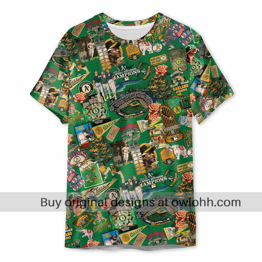 Oakland Athletics Swingin' Bats and Tropical Stadium Dreams - 3D T-shirt - Chic Loom