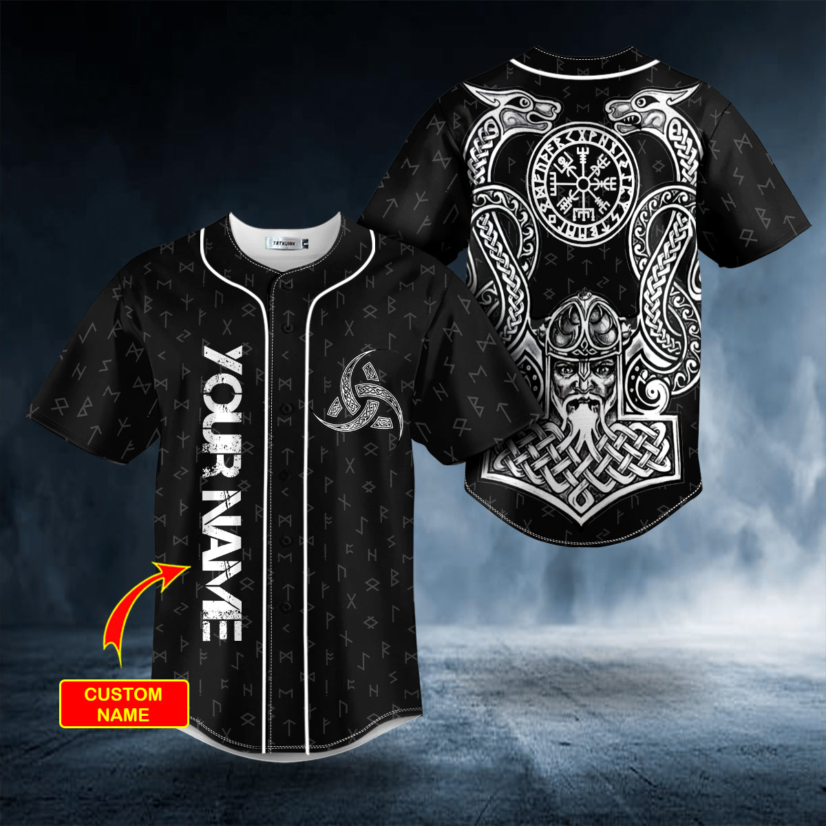Odin Allfather Viking God Tattoo Custom Baseball Jersey