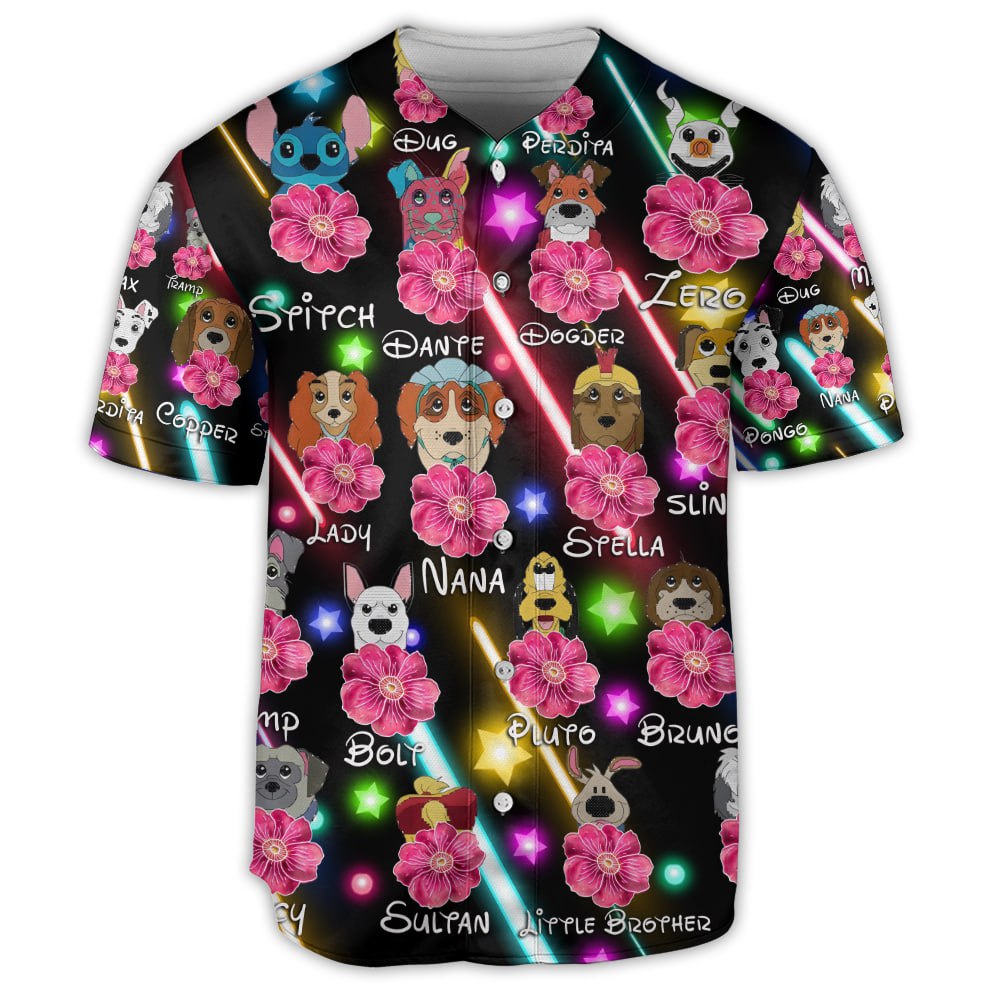 Dog Of DN Funny Dog Flower Neon Style Lovers Dog - Baseball Jersey - Chic Loom